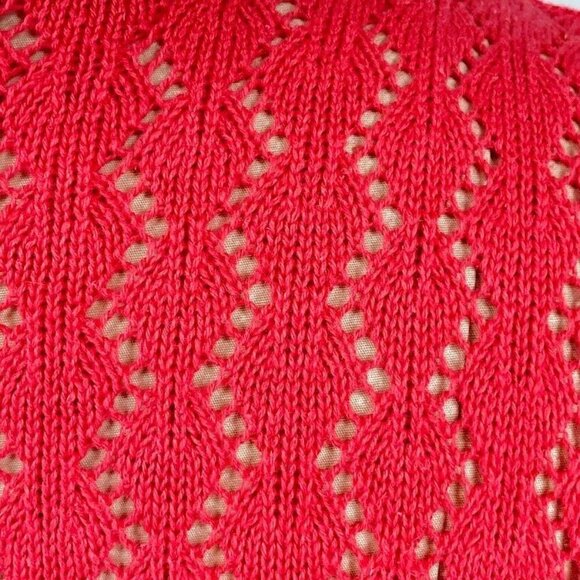 Woman Within Open Knit 3/4 Sleeve Open Waterfall Cardigan Med Pink - Picture 4 of 6